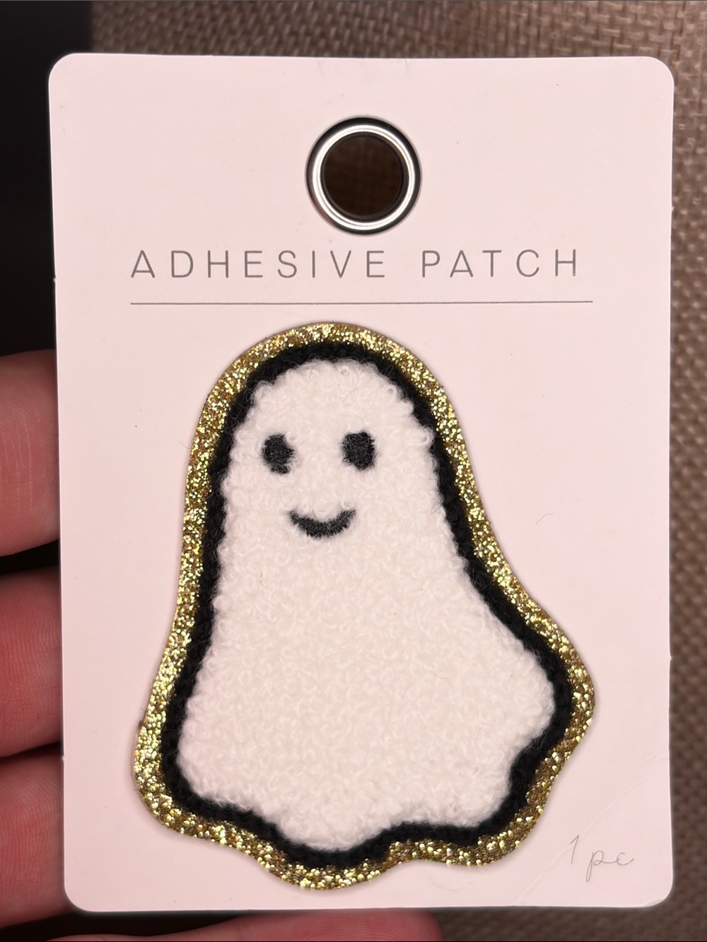 Adhesive White Ghost Patch with Gold Trim - Kids Accessories